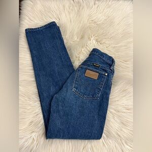 Vintage Wrangler High Rise Straight Leg Jeans Size 3/4 Made in USA 13MWZG
